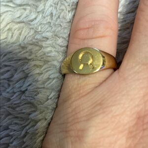 Gold Signet Ring with Engraved Design size 7